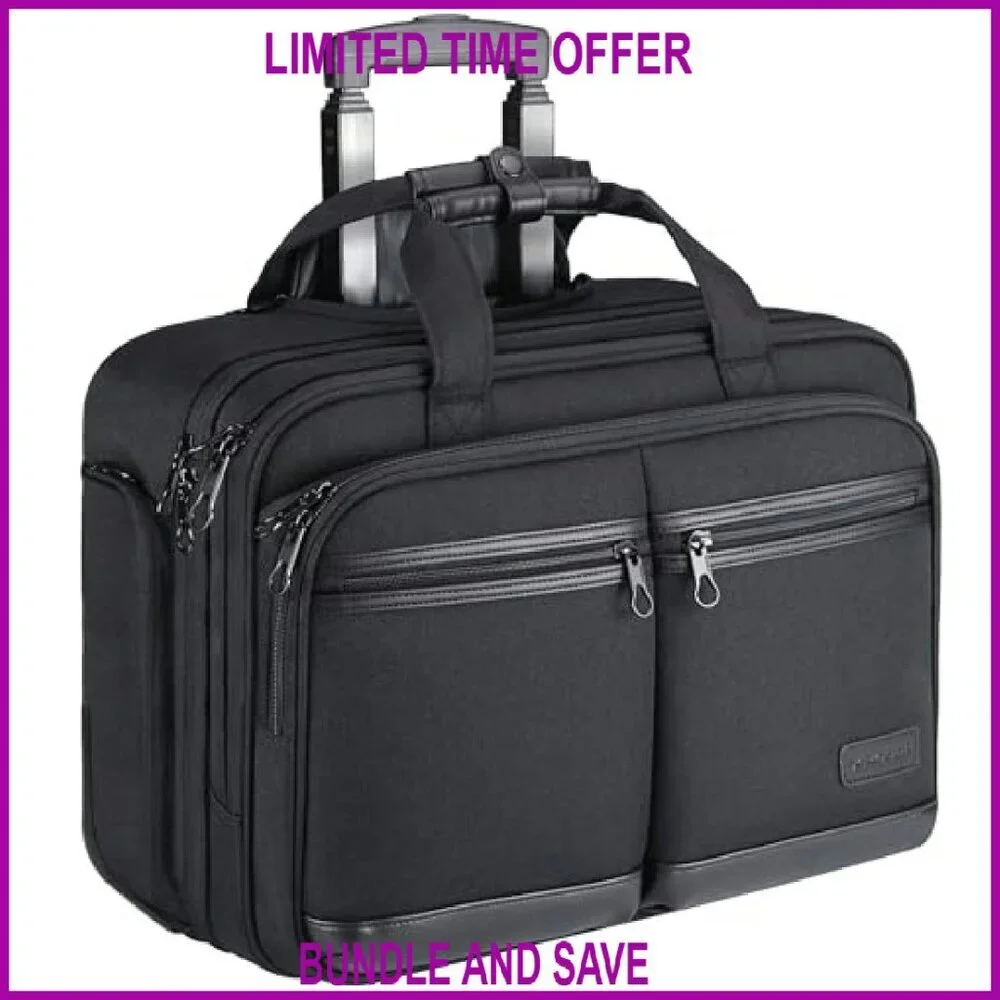 Rolling Laptop Briefcase Fits 17.3 Inch Computer Travel Business Carry On